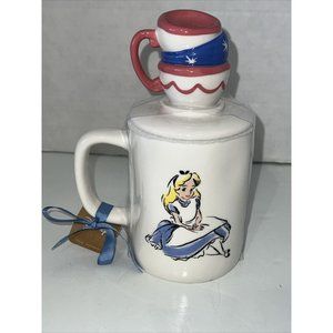 RAE DUNN Disney Alice In Wonderland "MAD TEA PARTY" Double Sided Mug Topper. NEW